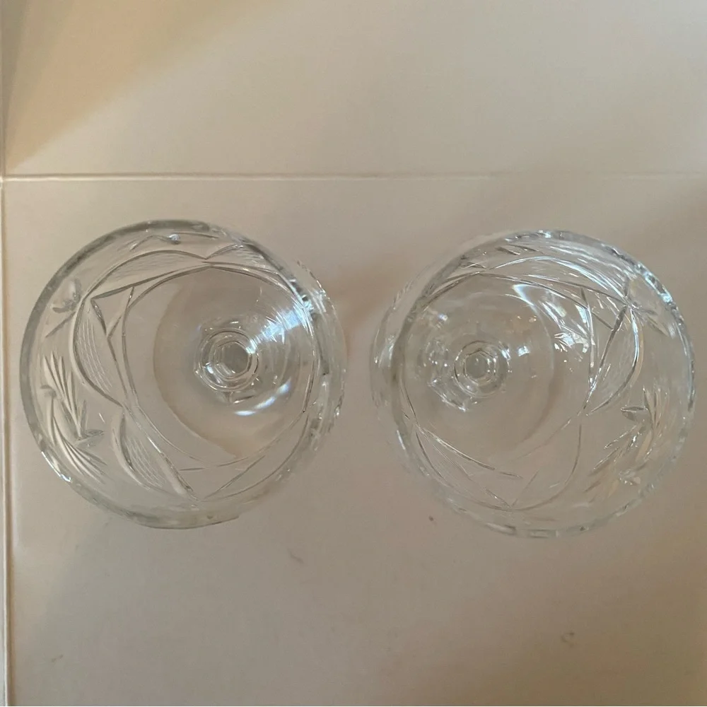 Vintage Hemah Crystal Dessert Wine Glasses Set of 2 Russian Handmade Boho MINT